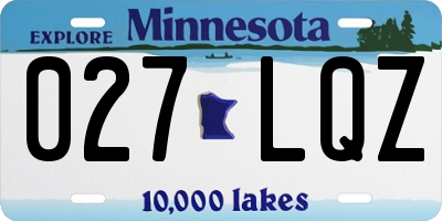 MN license plate 027LQZ