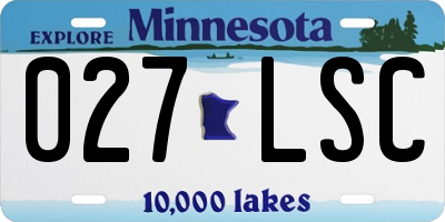 MN license plate 027LSC