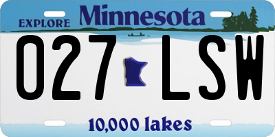 MN license plate 027LSW