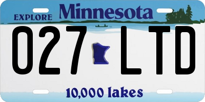 MN license plate 027LTD