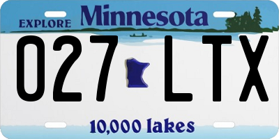 MN license plate 027LTX