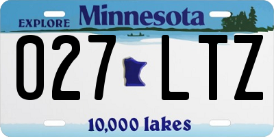 MN license plate 027LTZ