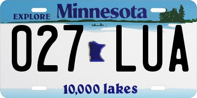 MN license plate 027LUA