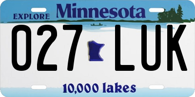 MN license plate 027LUK