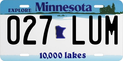 MN license plate 027LUM