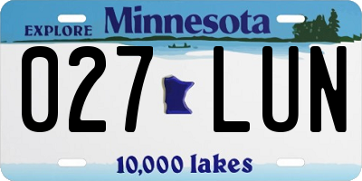 MN license plate 027LUN