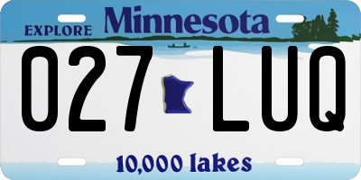 MN license plate 027LUQ