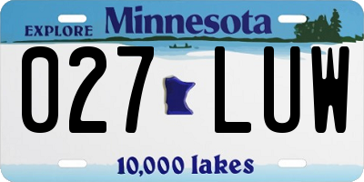 MN license plate 027LUW