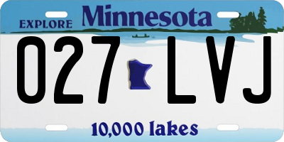 MN license plate 027LVJ