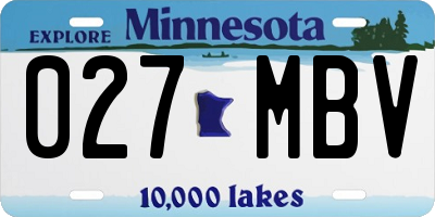 MN license plate 027MBV
