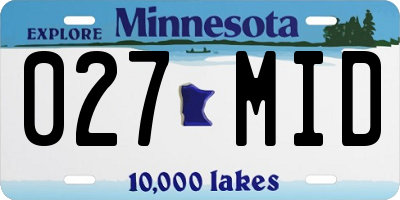 MN license plate 027MID