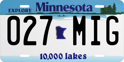 MN license plate 027MIG