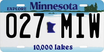 MN license plate 027MIW