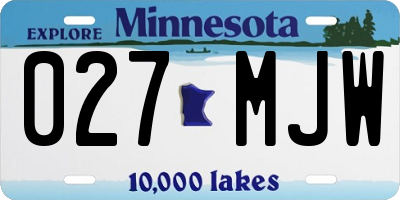 MN license plate 027MJW
