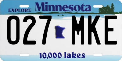 MN license plate 027MKE