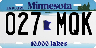 MN license plate 027MQK