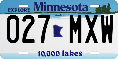 MN license plate 027MXW