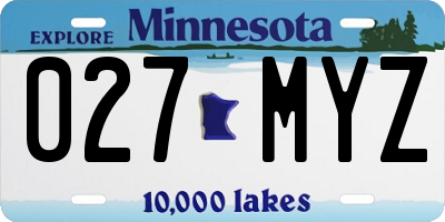 MN license plate 027MYZ
