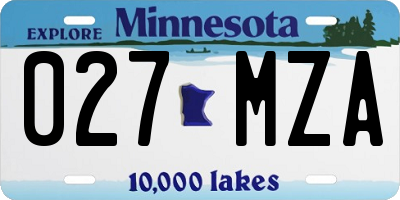 MN license plate 027MZA