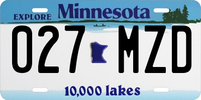 MN license plate 027MZD