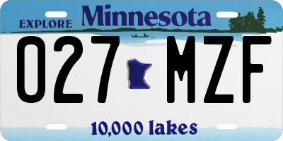 MN license plate 027MZF