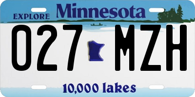 MN license plate 027MZH