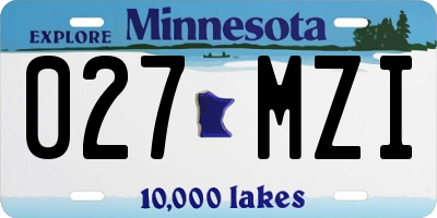 MN license plate 027MZI