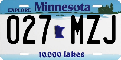 MN license plate 027MZJ