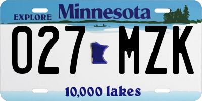 MN license plate 027MZK