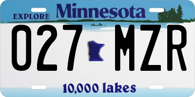 MN license plate 027MZR