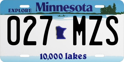 MN license plate 027MZS