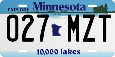 MN license plate 027MZT