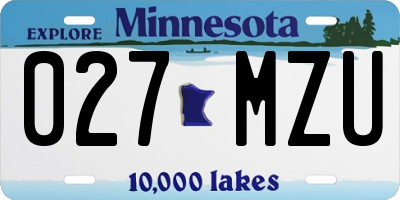 MN license plate 027MZU