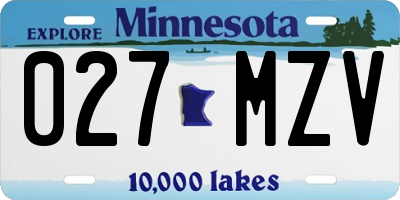 MN license plate 027MZV