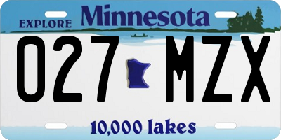 MN license plate 027MZX