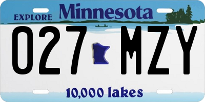 MN license plate 027MZY