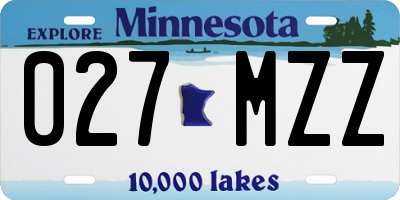 MN license plate 027MZZ