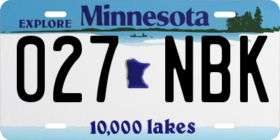 MN license plate 027NBK