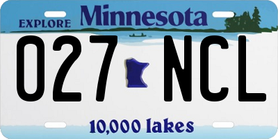 MN license plate 027NCL