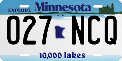 MN license plate 027NCQ