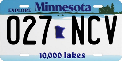 MN license plate 027NCV