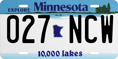 MN license plate 027NCW