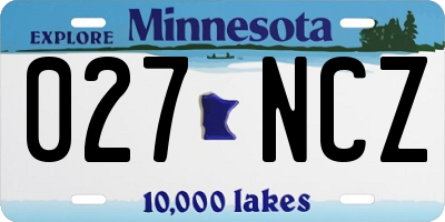 MN license plate 027NCZ
