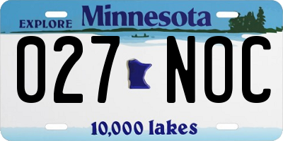 MN license plate 027NOC