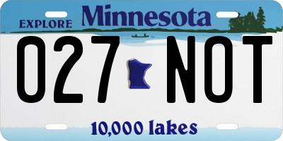 MN license plate 027NOT
