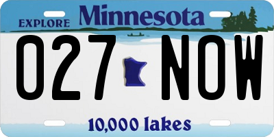 MN license plate 027NOW