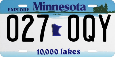 MN license plate 027OQY