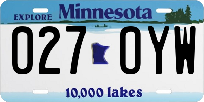 MN license plate 027OYW