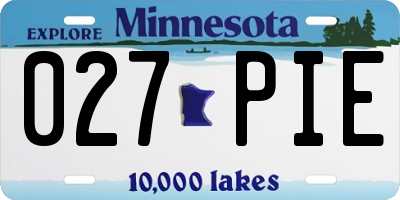MN license plate 027PIE