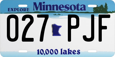 MN license plate 027PJF